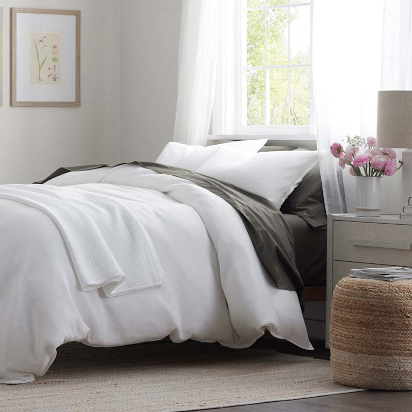 Mini Waffle Duvet Cover,White