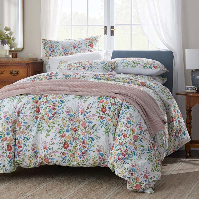 Springtime Bouquets Duvet Cover,White