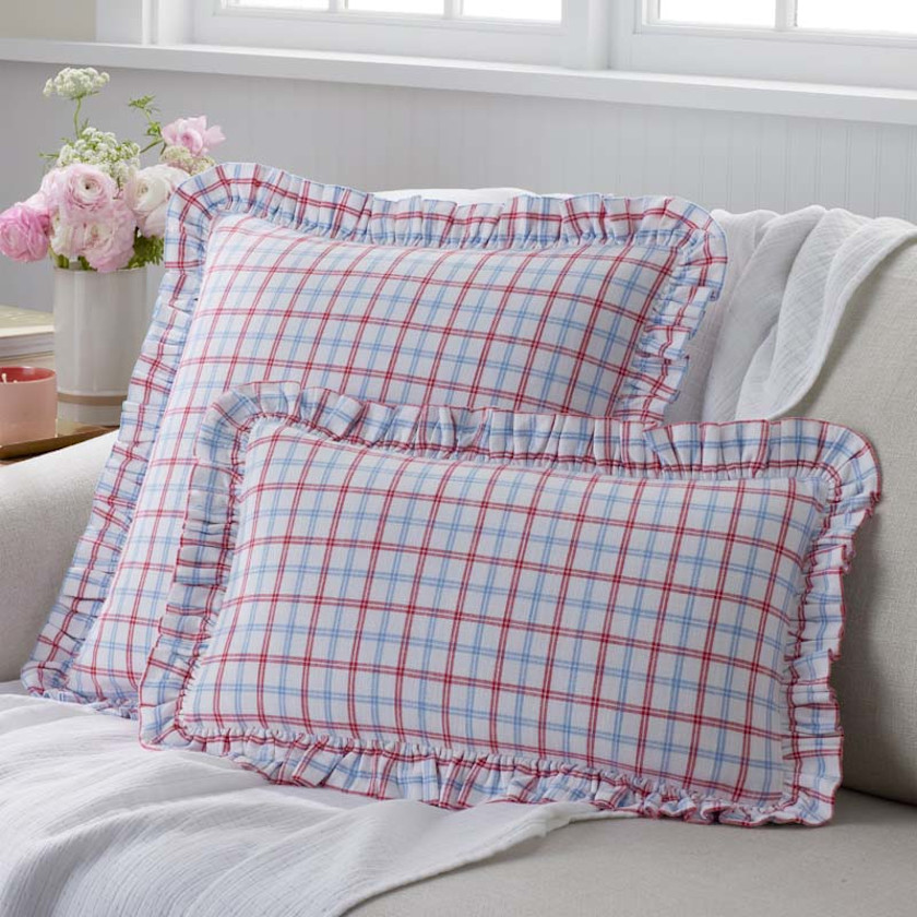 Classic Plaids Yarn-Dyed Cotton Decorative Lumbar Pillow Cover - Graph Plaid,Graph Plaid