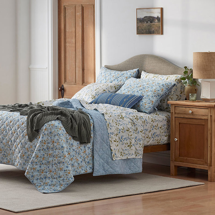Garden Mist Reversible Quilted Sham,Blue Multi