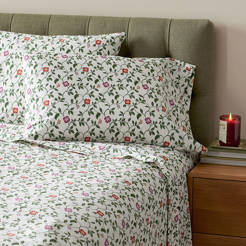 Nora Classic Cool Cotton Percale Pillowcase Set,Vine