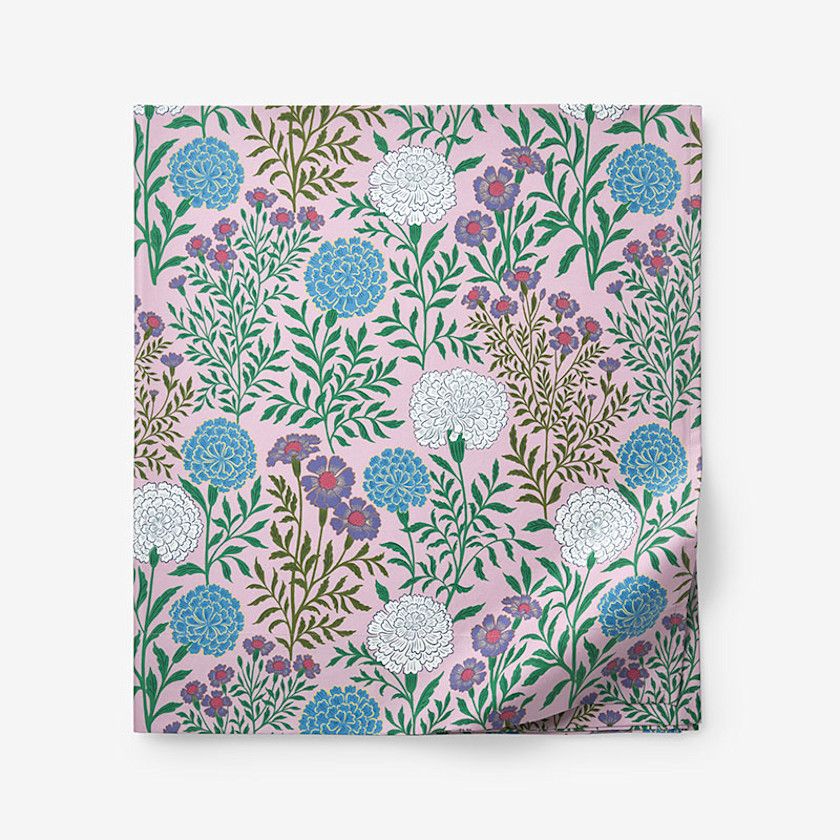 Zinnia Floral Classic Smooth Sateen Flat Bed Sheet