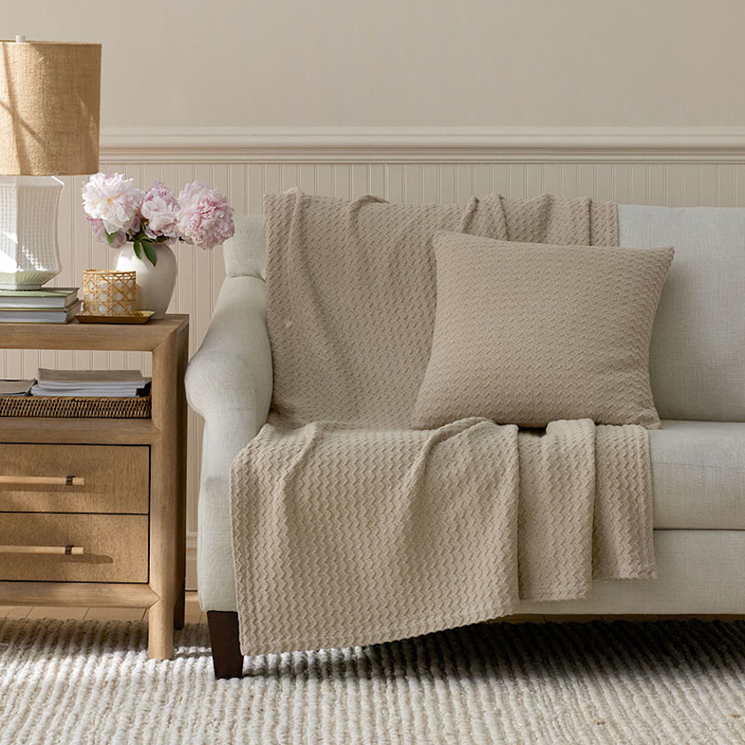 Chevron Texture Throw,Natural