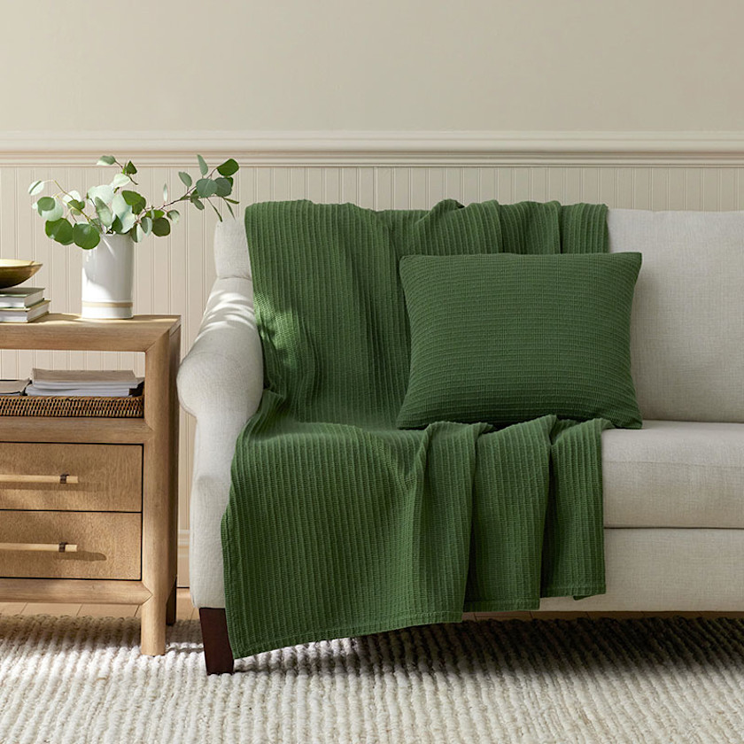 Woven Throw,Dark Olive