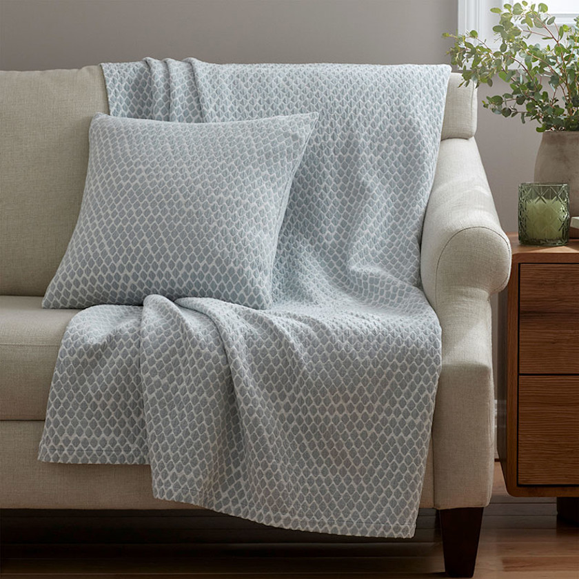Geometric Texture Decorative Square Pillow Cover - Blue, 20 in. x 20 in.,Blue