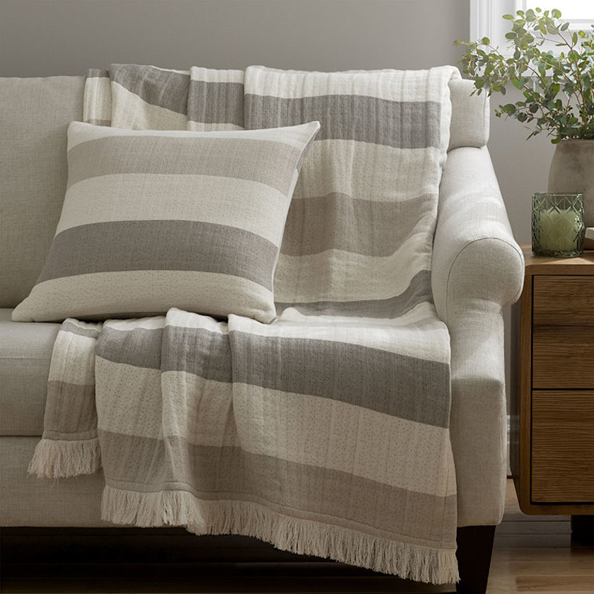 Stripe Texture Throw - Natural,Natural