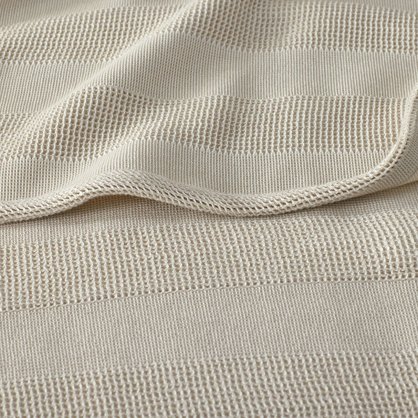 Waffle Stripe Blanket,Beige