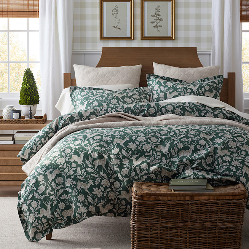 Deer Walk Classic Smooth Sateen Bed Sheet Set - Green Multi, Twin,Green Multi
