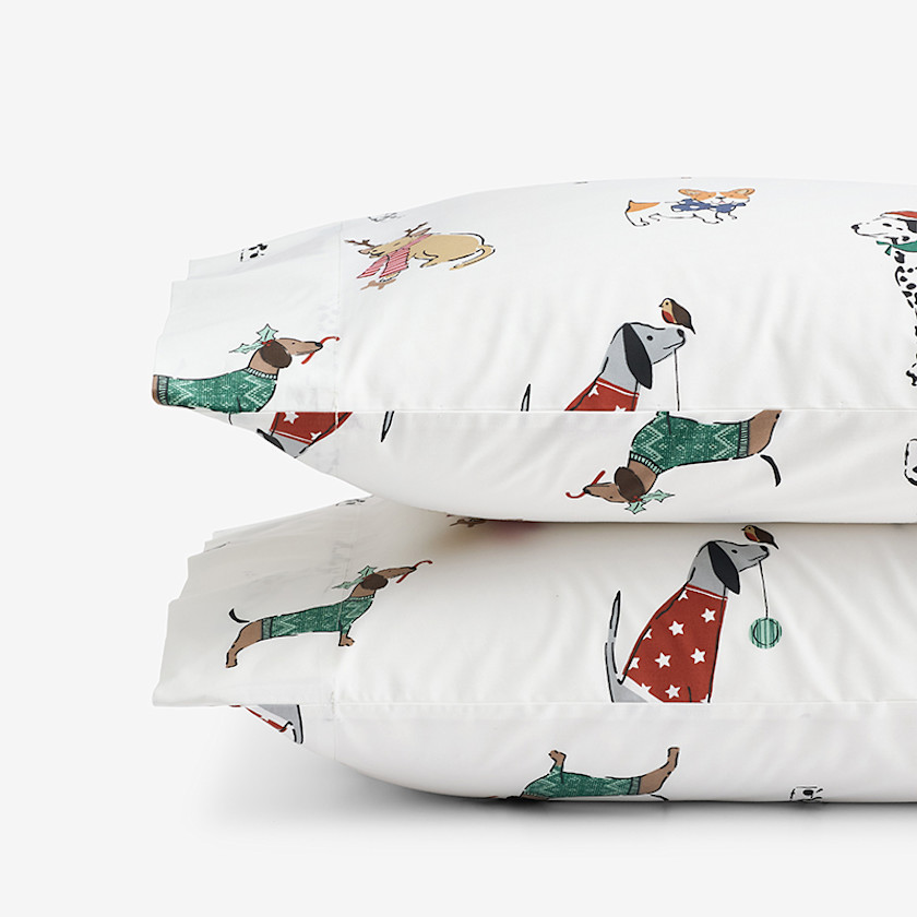 Holiday Print Classic Cool Cotton Percale Pillowcase Set