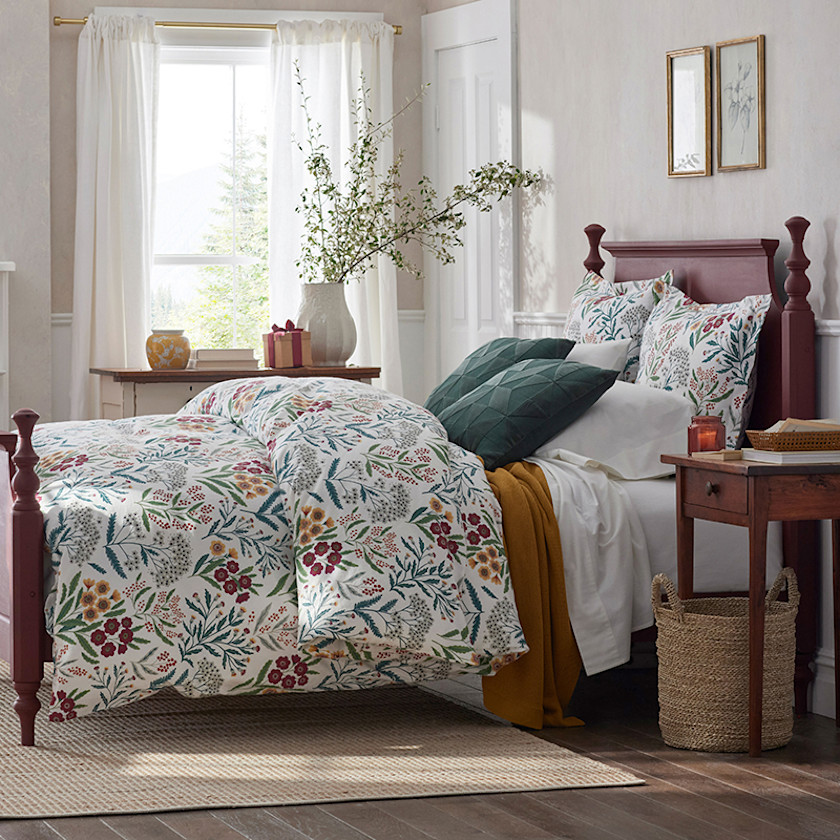 Holiday Print Classic Ultra-Cozy Cotton Flannel Pillowcase Set,Floral Spray