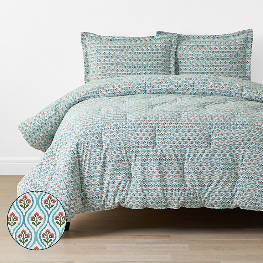 Seraphina Garment Washed Cotton Percale Comforter Set