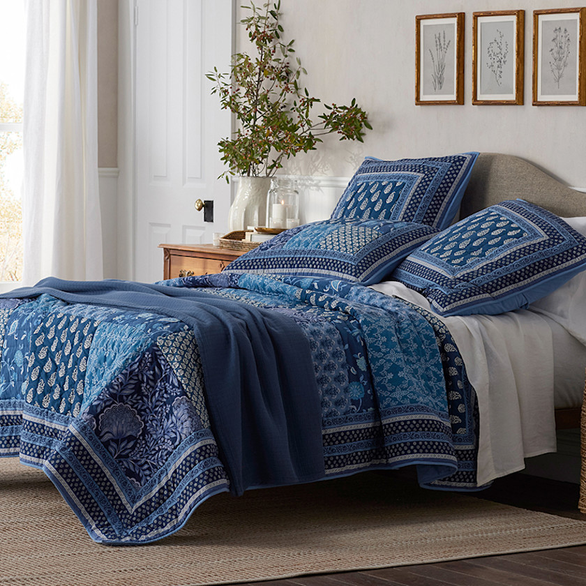 Anisha Patchwork Quilt - Indigo, Twin/Twin XL,Indigo