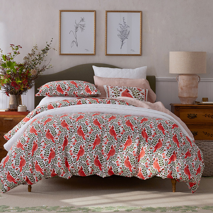 Cardinals Classic Cool Cotton Percale Duvet Cover - Red, Twin/Twin XL,Red