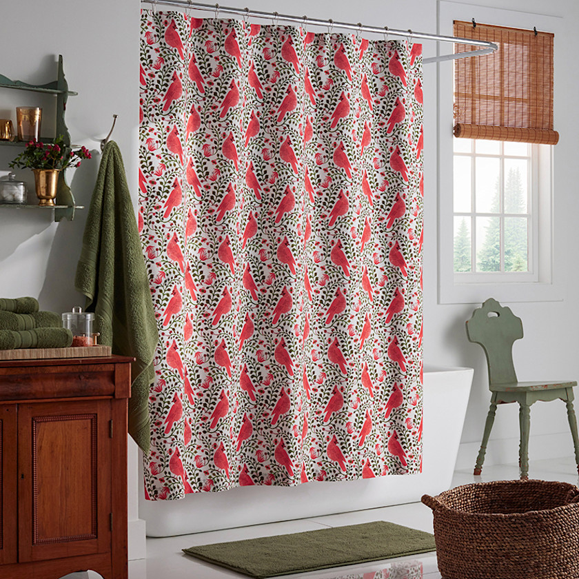 Cardinals Classic Cool Cotton Percale Shower Curtain - Red,Red