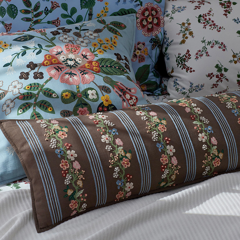 Floral Trellis Stripe Decorative Lumbar Pillow Cover,Stripe