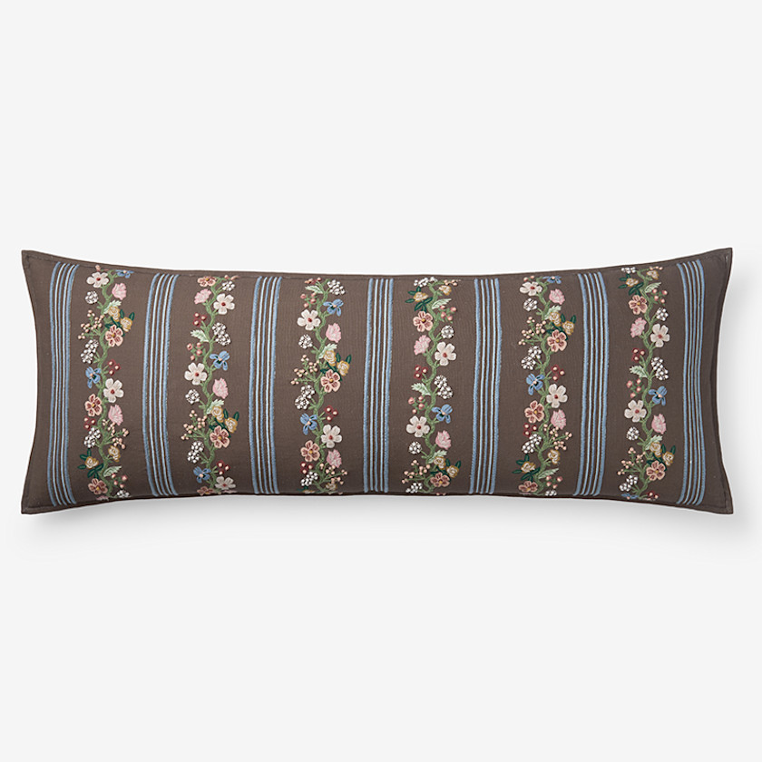 Floral Trellis Stripe Decorative Lumbar Pillow Cover