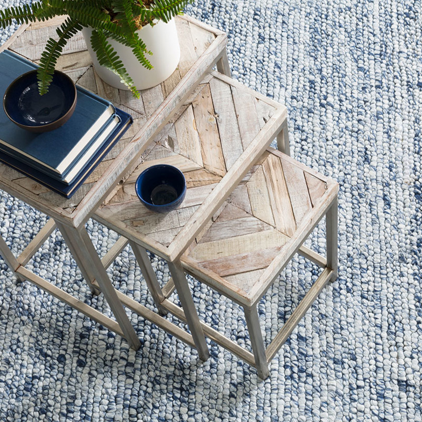 Chunky Handwoven Wool Rug - Navy, 2' x 3'