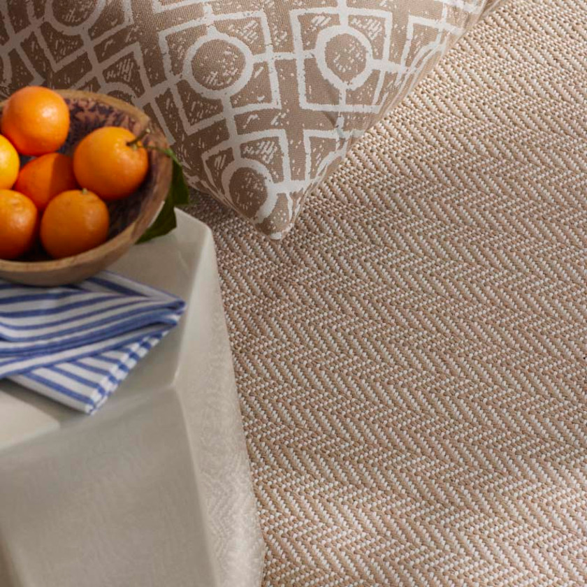 Herringbone Handwoven Reversible Indoor/Outdoor Rug,Linen