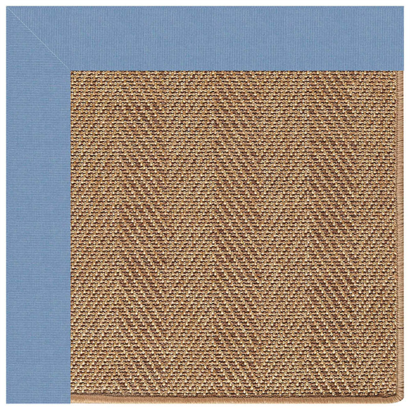 Sunbrella Herringbone Bordered Indoor/Outdoor Rug -  Light Blue, 2' x 3',Light Blue