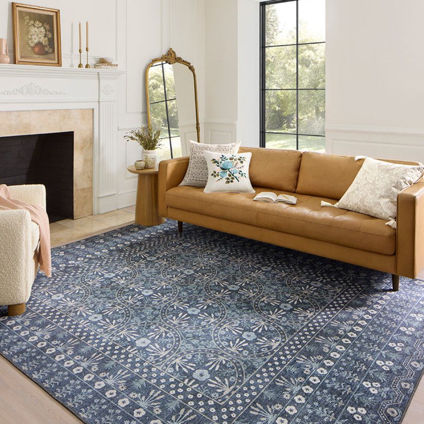 Maison Performance Rug - Rosette Blue, 2' 3" x 3' 9",Rosette Blue
