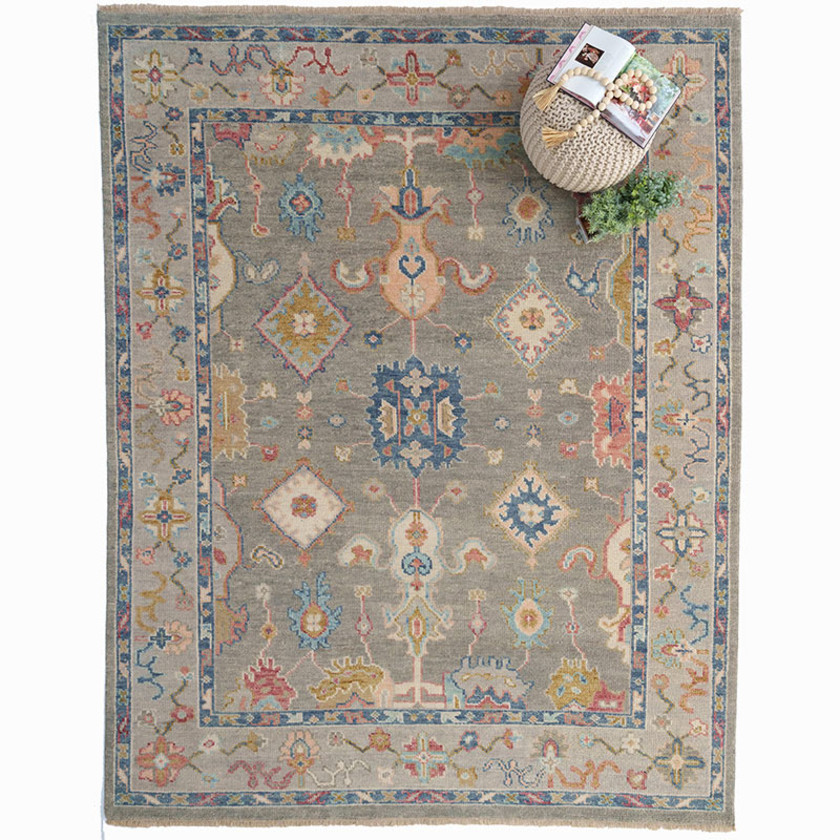 Hand Knotted Traditional Wool Rug -  Pewter Blue, 3' x 5',Pewter Blue