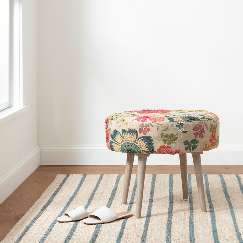 Moana Stripe Handwoven Jute Rug - Blue, 2' x 3',Blue