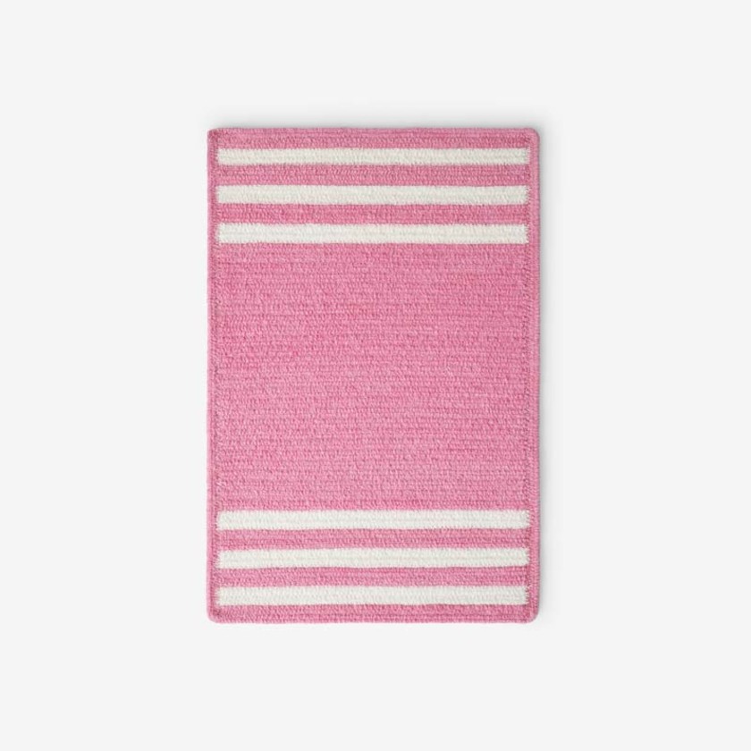 Chenille Border Stripe Handwoven Reversible Rug