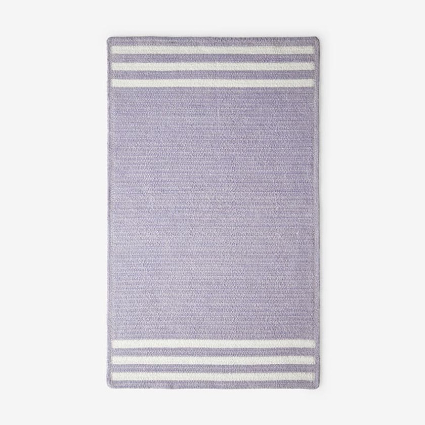 Chenille Border Stripe Handwoven Reversible Rug