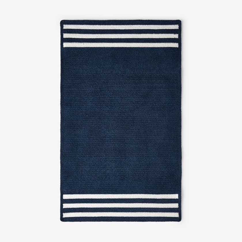 Chenille Border Stripe Handwoven Reversible Rug