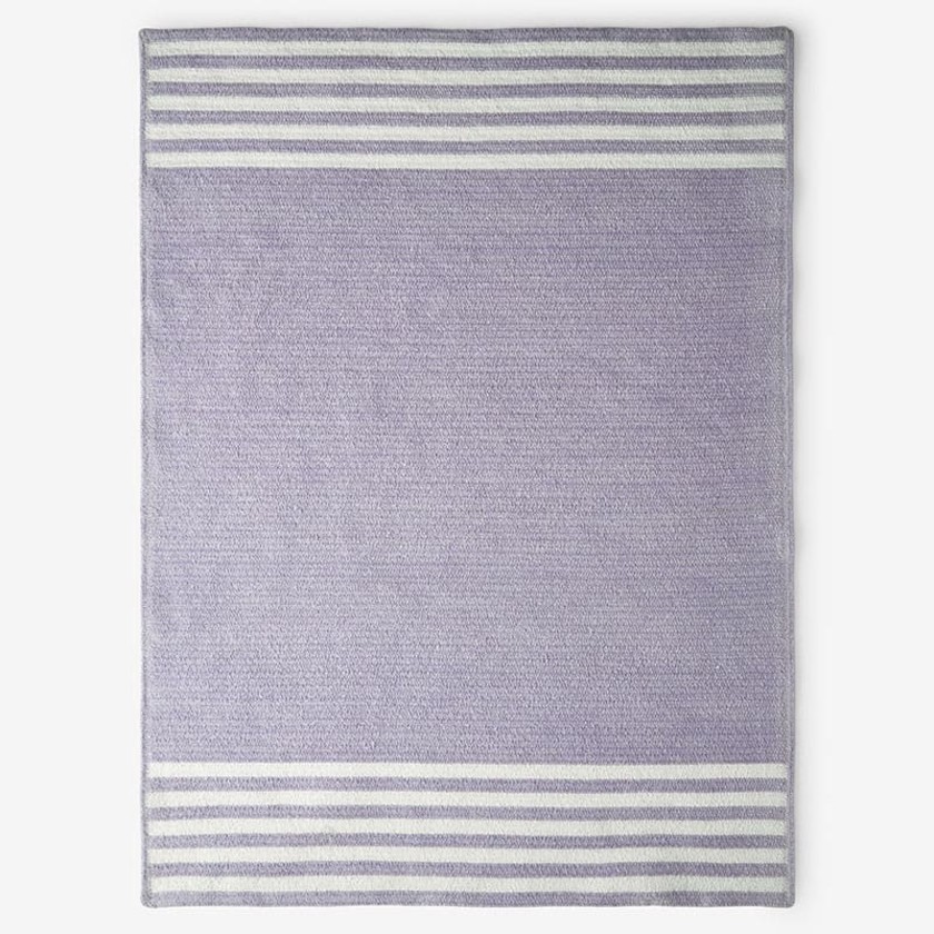 Chenille Border Stripe Handwoven Reversible Rug