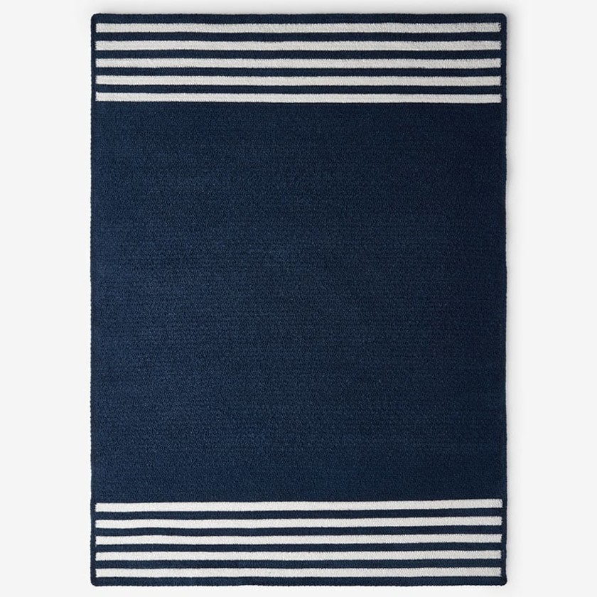 Chenille Border Stripe Handwoven Reversible Rug