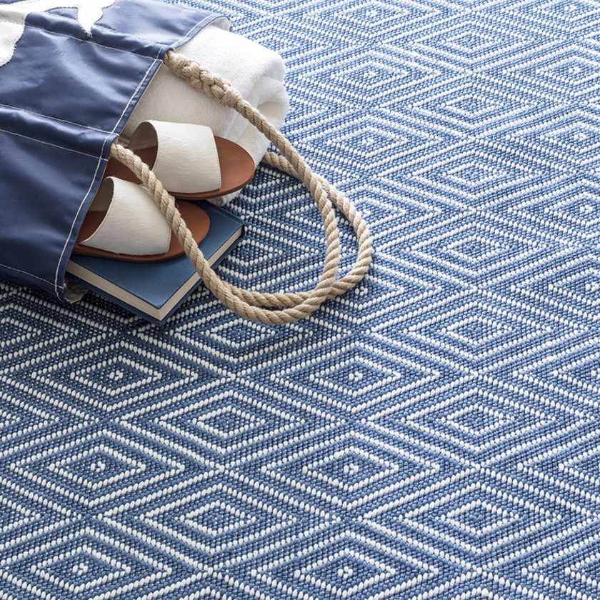 Diamond Handwoven Indoor/Outdoor Rug - Denim, 2' x 3',Denim