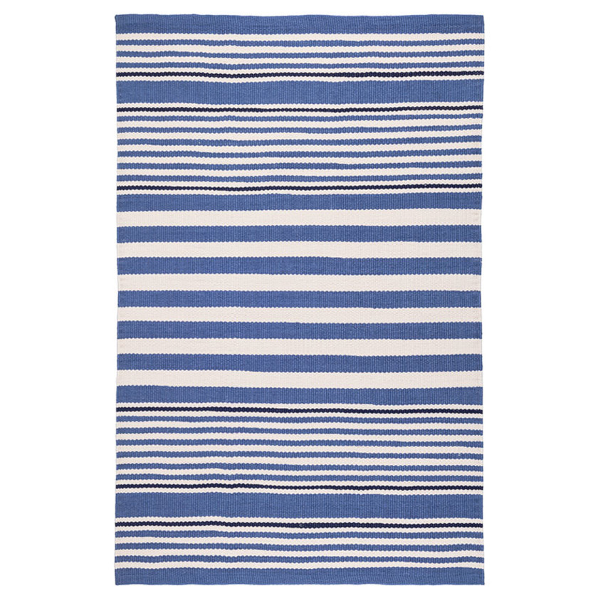 Rugby Stripe Denim Handwoven Indoor/Outdoor Rug