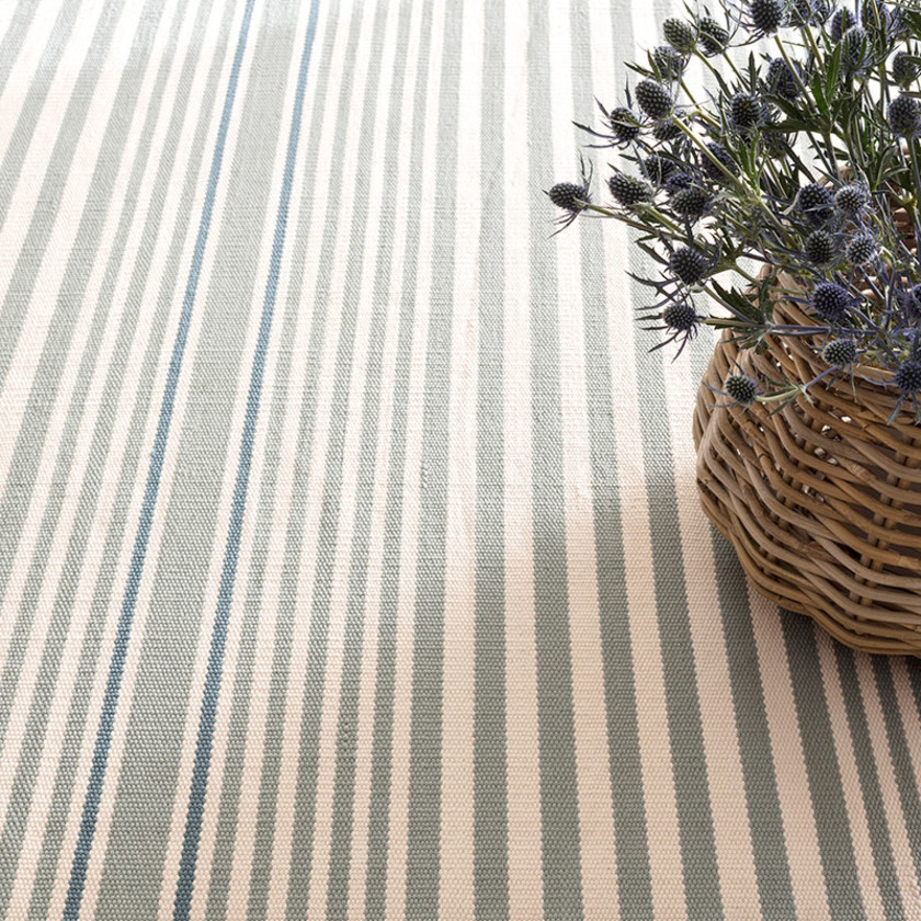 Rugby Stripe Denim Handwoven Indoor/Outdoor Rug - Light Blue, 2' x 3',Light Blue
