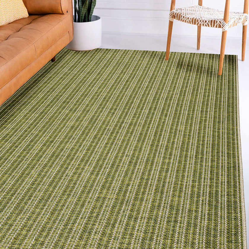 Stripes Flatwoven Indoor/Outdoor Rug - Green, 3' x 5'