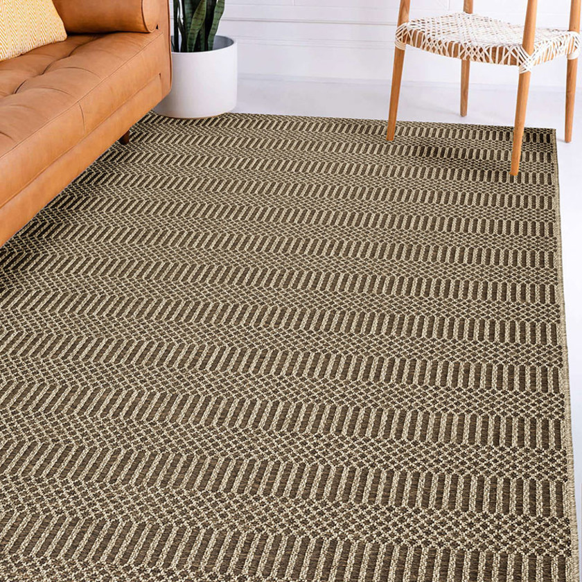 Multi Stripe  Flatwoven Indoor/Outdoor  Rug - Chocolate, 3' x 5'