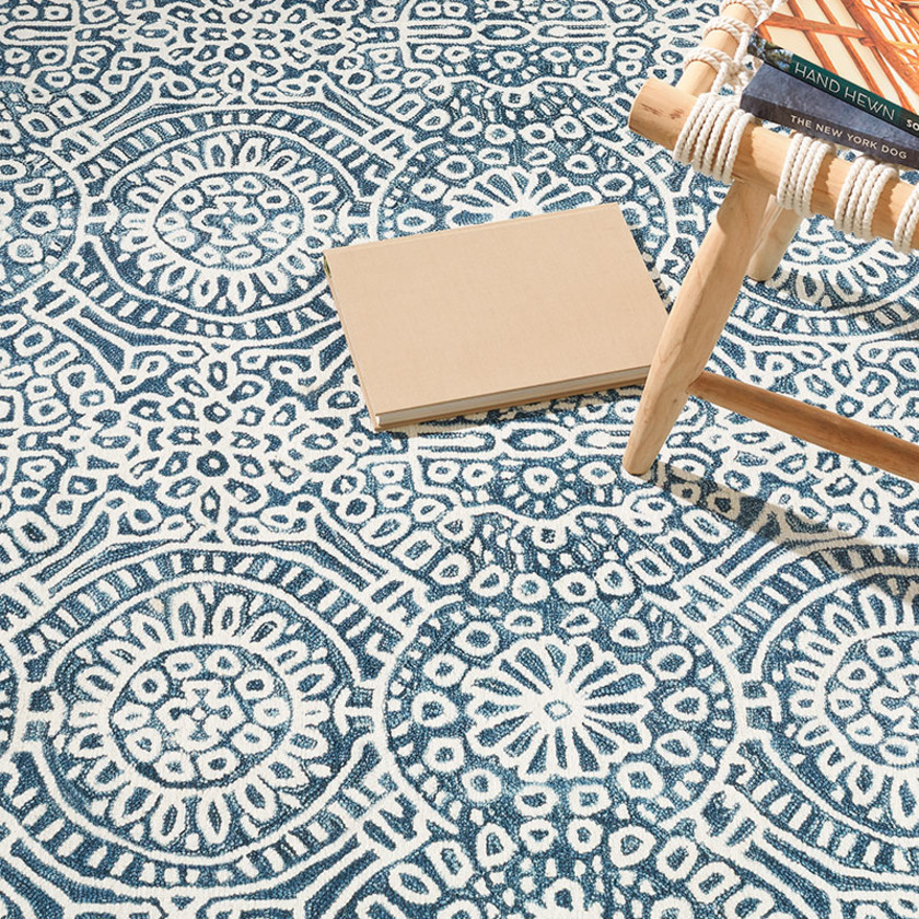 Temple Washable Rug - Blue, 2' x 3',Blue