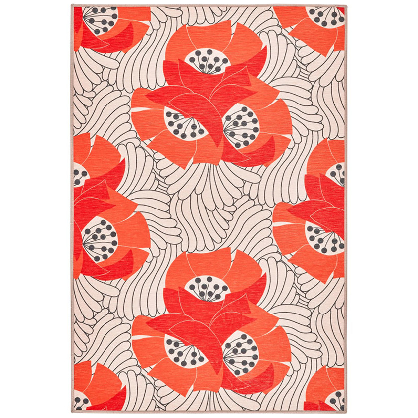 Japanese Poppy Washable Rug