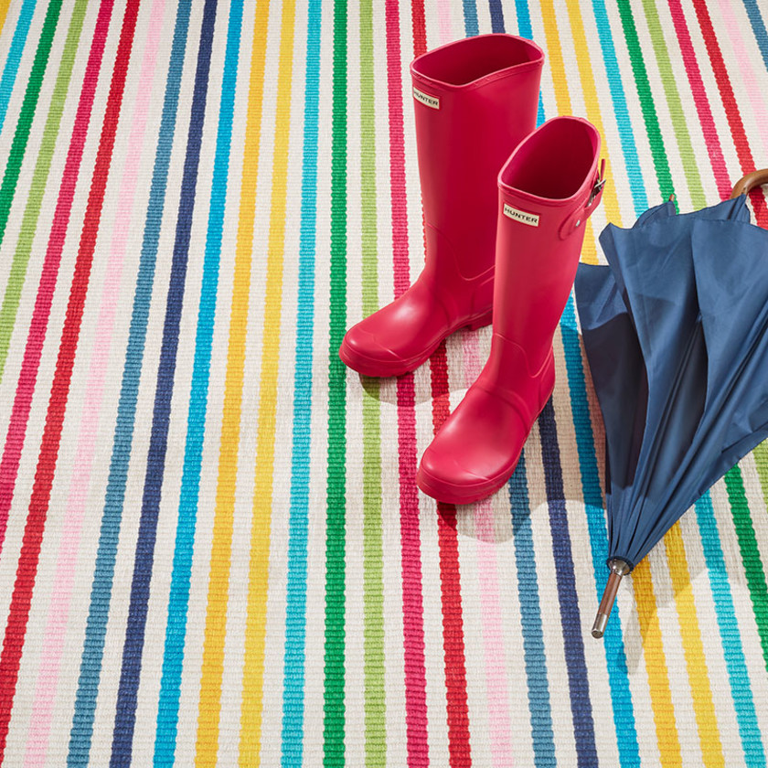 Rainbow Stripe Washable Rug - Blue/Multi, 2' x 3'