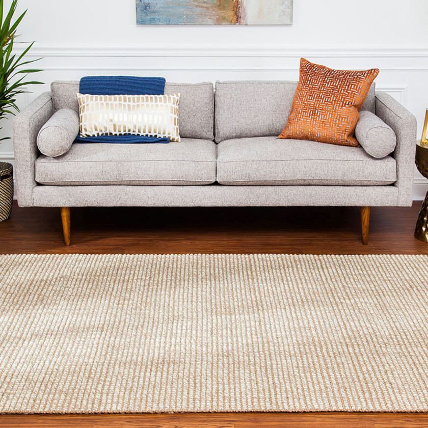 Chunky Handwoven Wool & Jute Rug - Beige, 3' x 5',Beige
