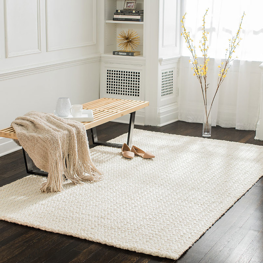 Texture Two-Tone Ivory Jute Rug - White, 3' x 5',White