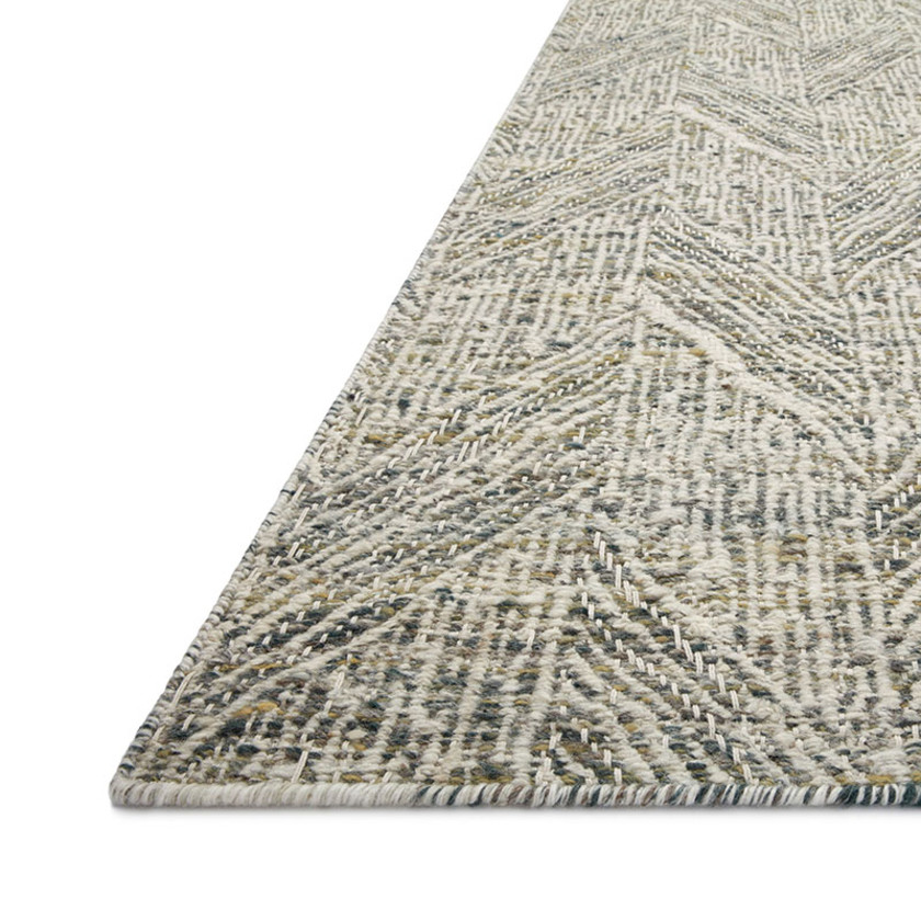 Layered Geo Handwoven Wool Rug - Moss, 2' 3" x 3' 9"