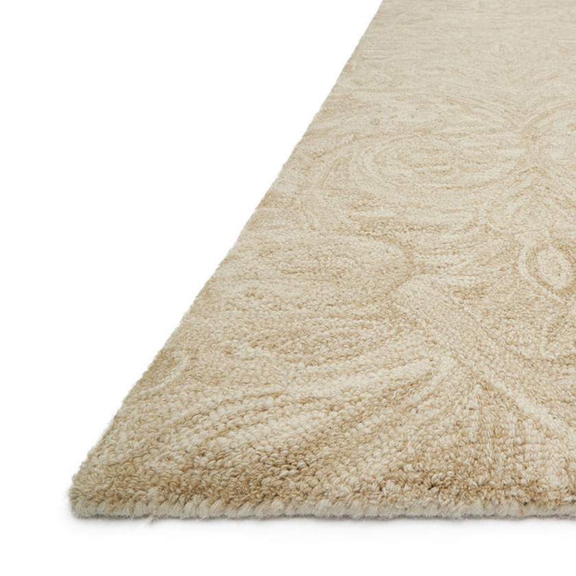 Traditional Space Dyed Hand Hooked Wool Rug - Sand, 3' 6" x 5' 6"