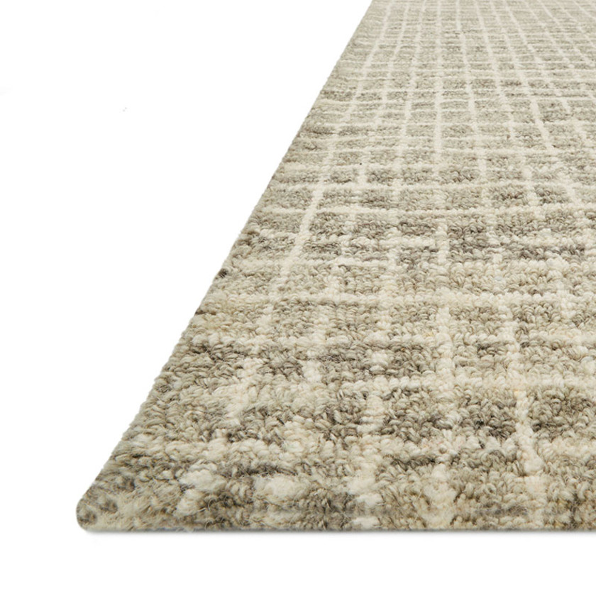 Grid Hand Hooked Wool Rug - Granite, 2' 6" x 7' 6" Runner