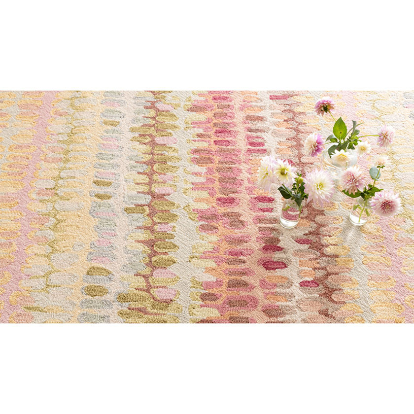 Paint Chip Hand Hooked Wool Rug,Pastel Pink