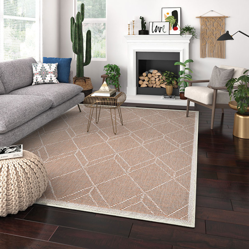 Cubic Diamond Woven Outdoor Rug - Brick, 5' 3" x 7' 6"