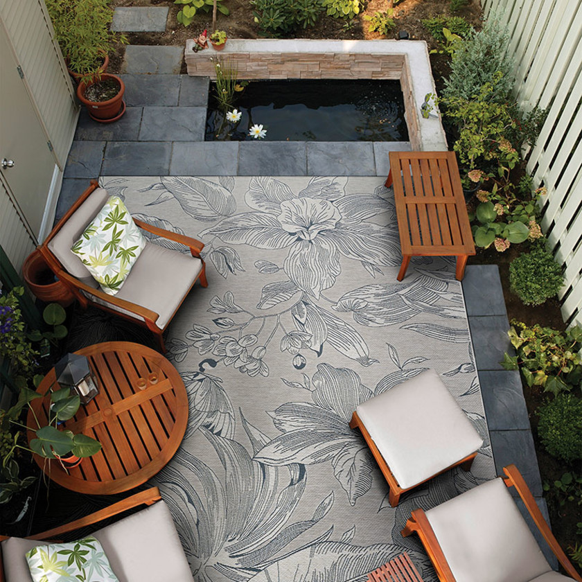 Flora Flat Woven Outdoor Rug - Gray, 2' 3" x 3' 11",Gray