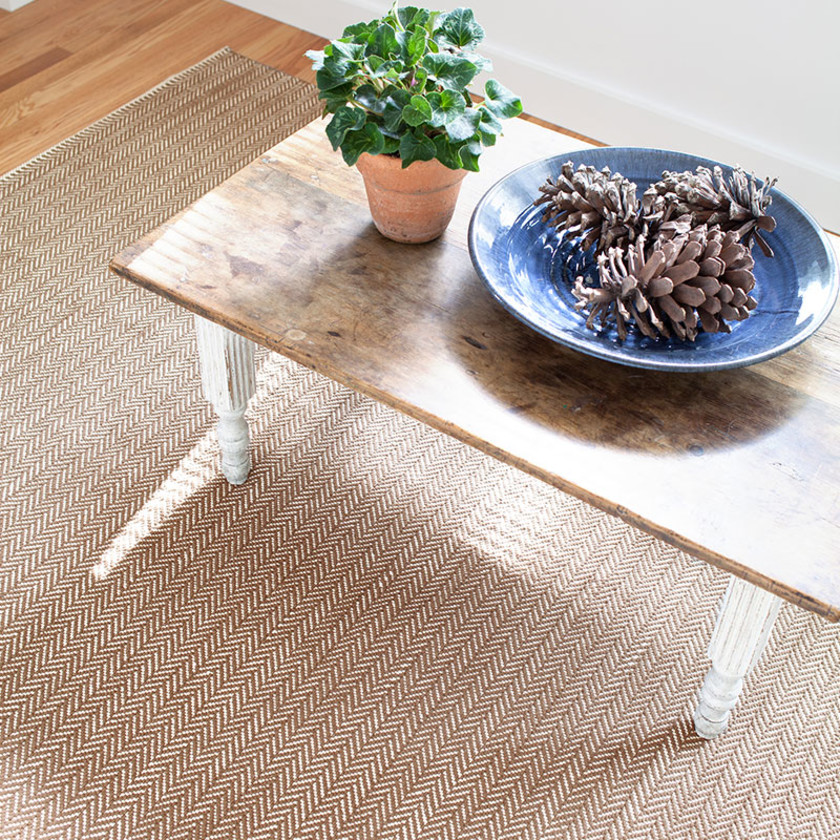 Herringbone Handwoven Cotton Rug - Stone, 2' x 3'