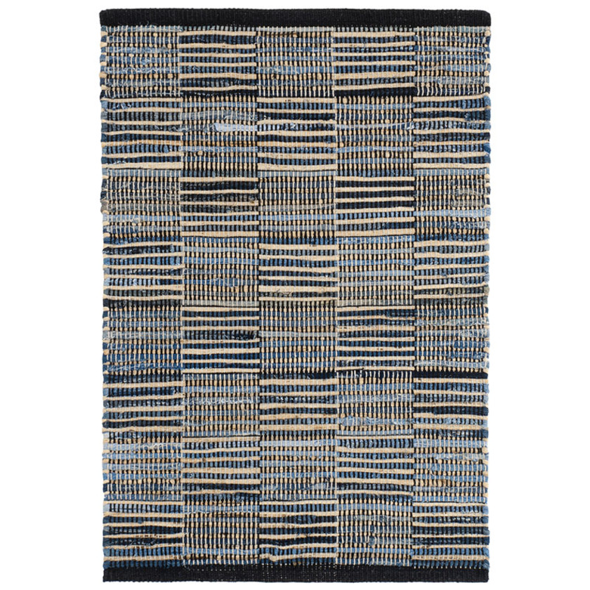 Denim Rag Handwoven Gridwork Cotton Rug