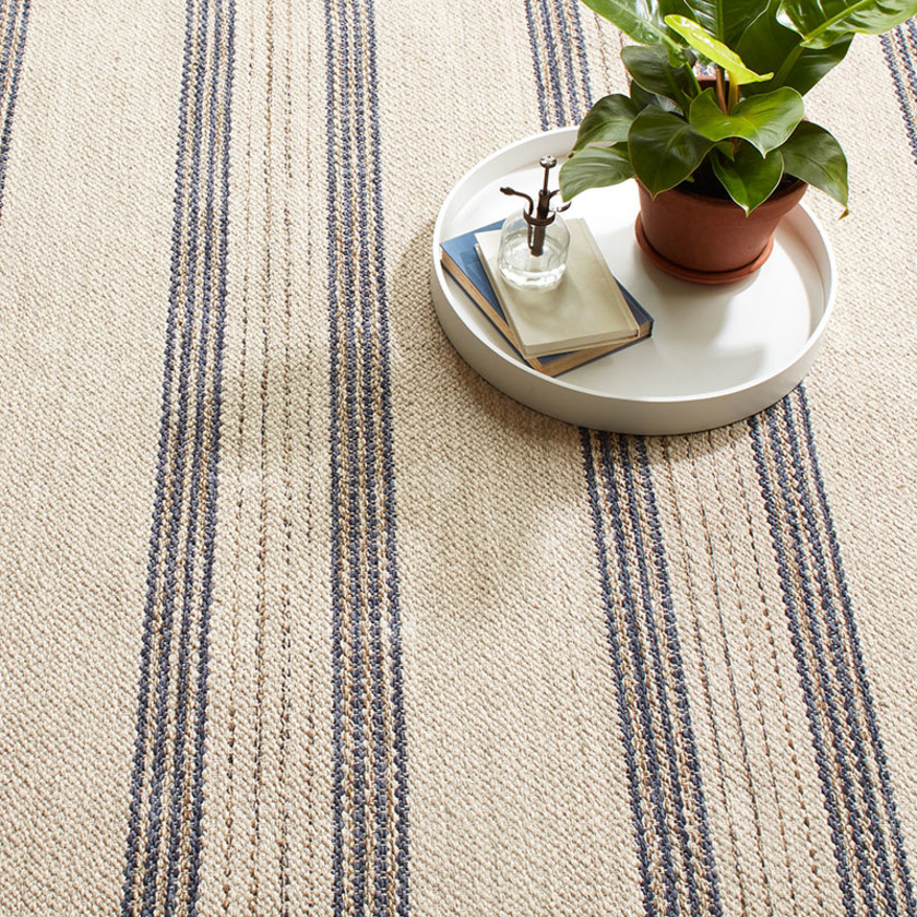 Cielo Stripe Handwoven Cotton Rug - Navy, 2' x 3',Navy